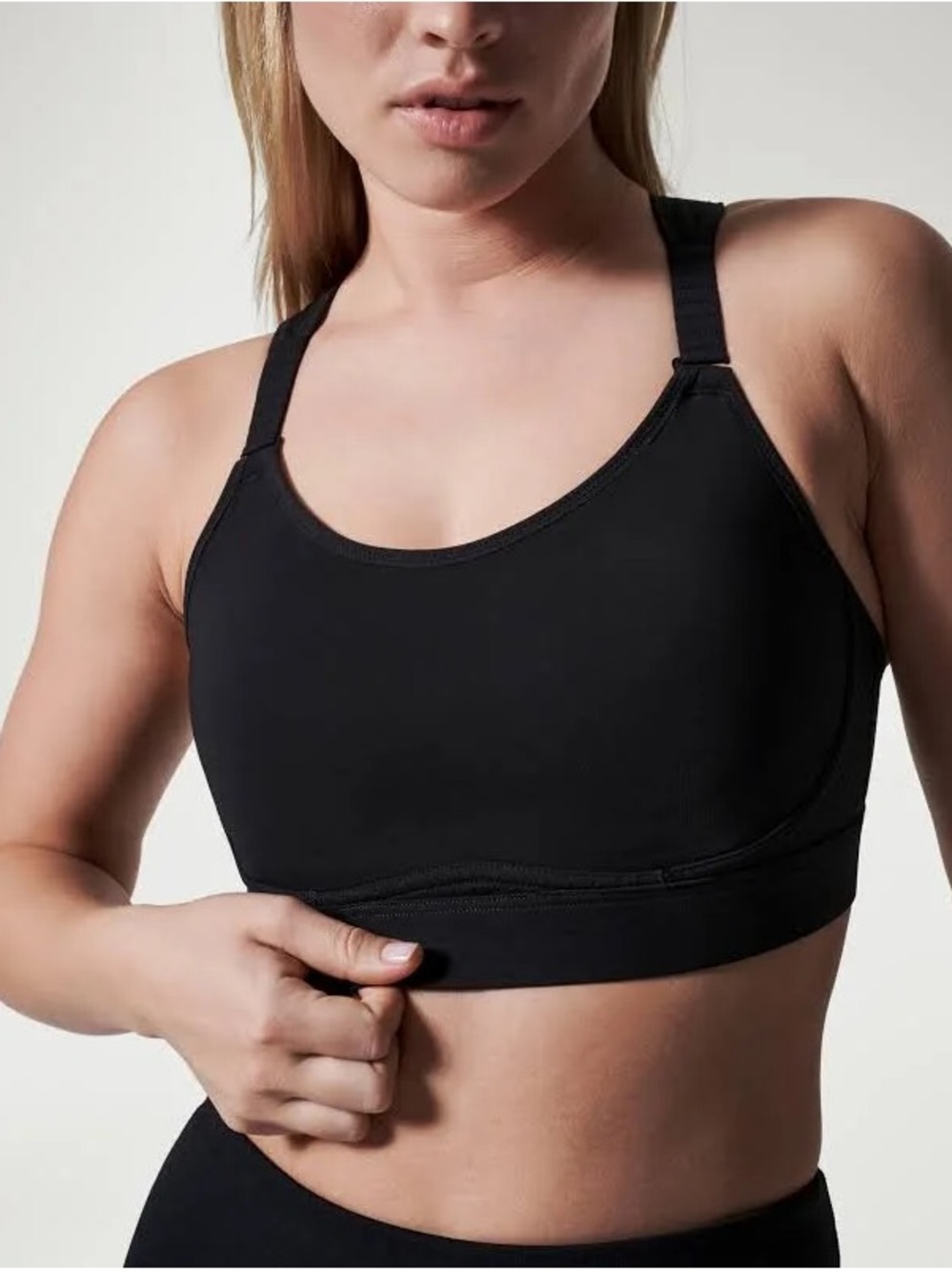 SPANX High Impact Sports Bra Black 32D 50183R Perforated Racerback Mesh EUC
